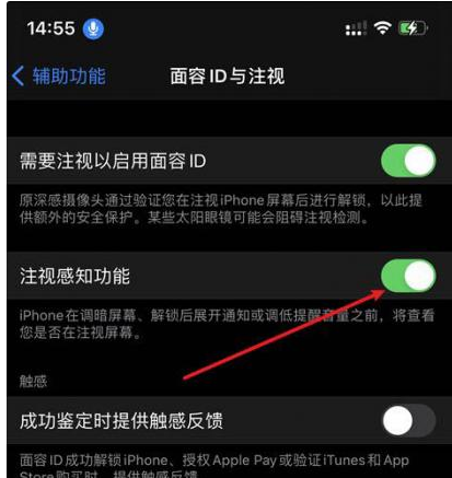 偏关苹果14维修网点分享iPhone14注视感知功能有什么用 